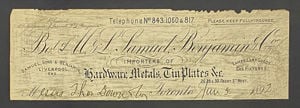 Original invoice from 1892