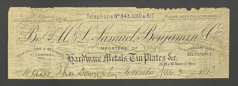 Original invoice from 1892